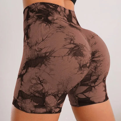 Women’s High Waisted Yoga Shorts – Seamless Tie Dye Workout Shorts for Gym, Running, Cycling & Fitness
