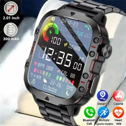KESHUYOU 2.01” Smart Watch with LED Flashlight | Bluetooth Calling | Fitness & Activity Tracker | Life Waterproof | Android & iOS