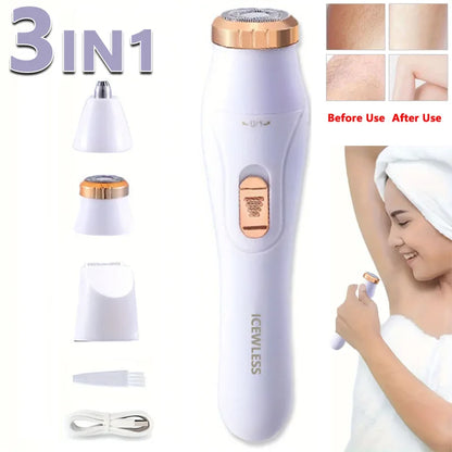 Electric Hair Trimmer for Women – Waterproof, Painless Razor for Bikini, Arms, Legs, and Face Hair Removal