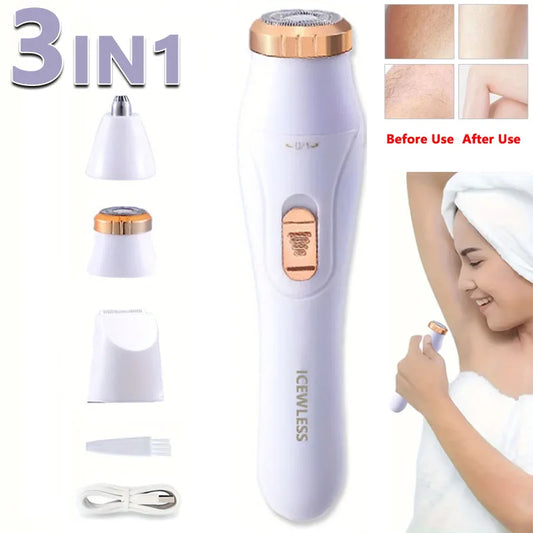 Electric Hair Trimmer for Women – Waterproof, Painless Razor for Bikini, Arms, Legs, and Face Hair Removal