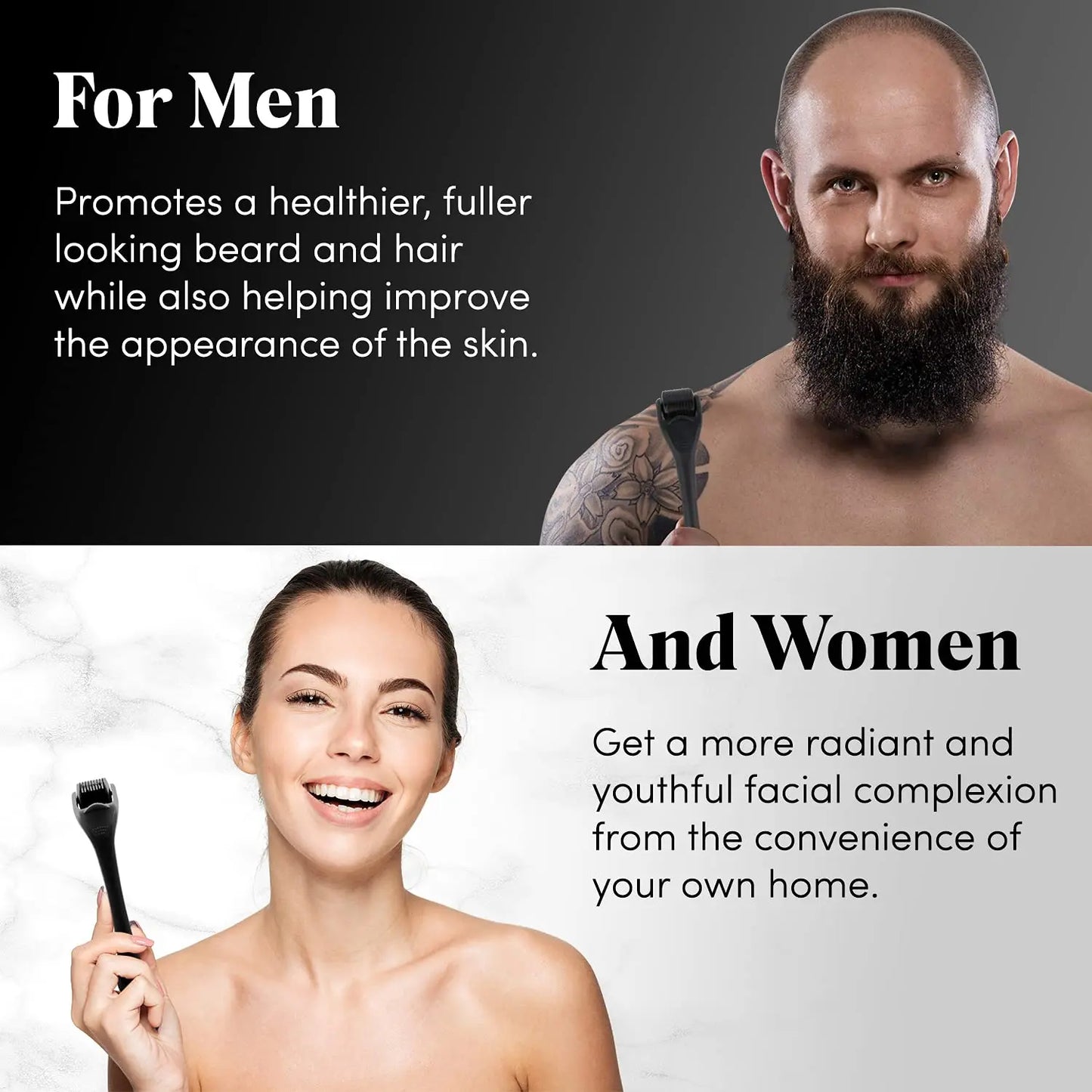 540 Needle Derma Roller 0.2–0.3mm Microneedle Tool for Face, Beard & Body Skin Care