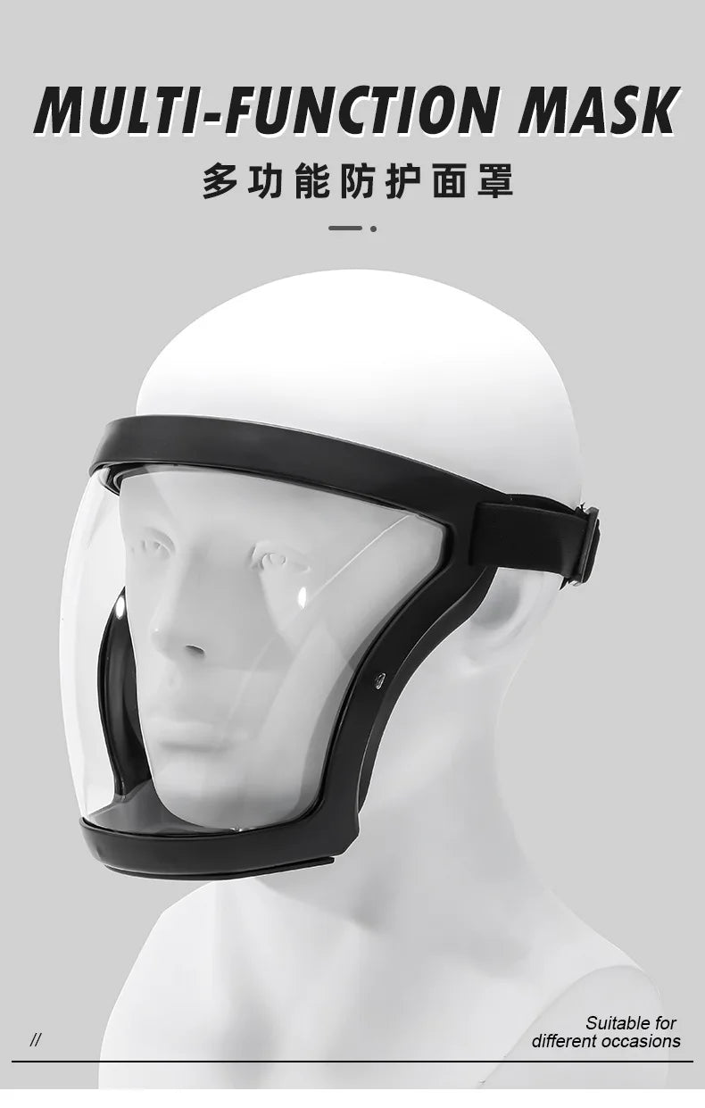 Reusable Work Protection Mask with Transparent Face Shield – Anti-Splash Facial Protector with Silicone Seal & Respiratory Filter for Kitchen, Food Service, and Industrial Use