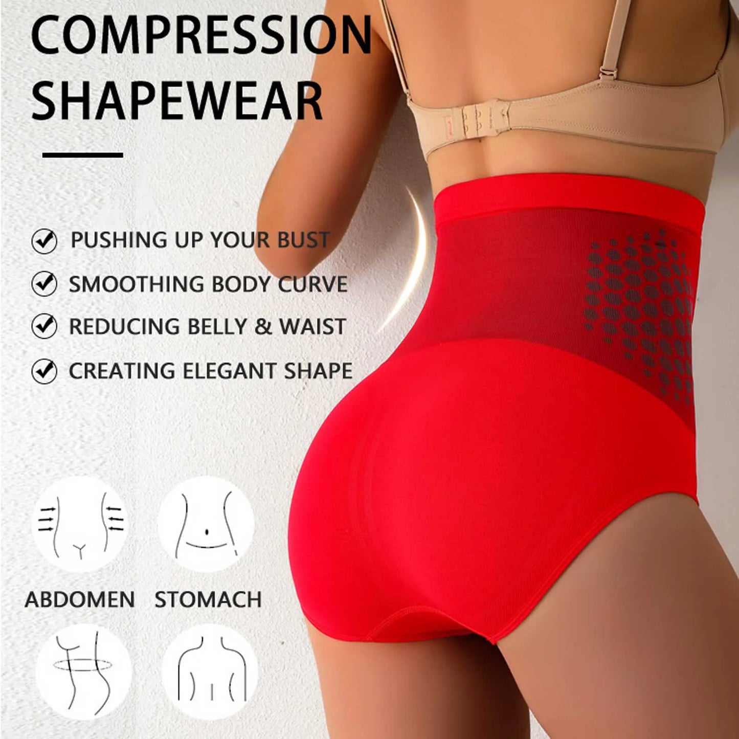 Women's High Waist Shapewear Briefs Seamless Tummy Control Underwear Body Shaper