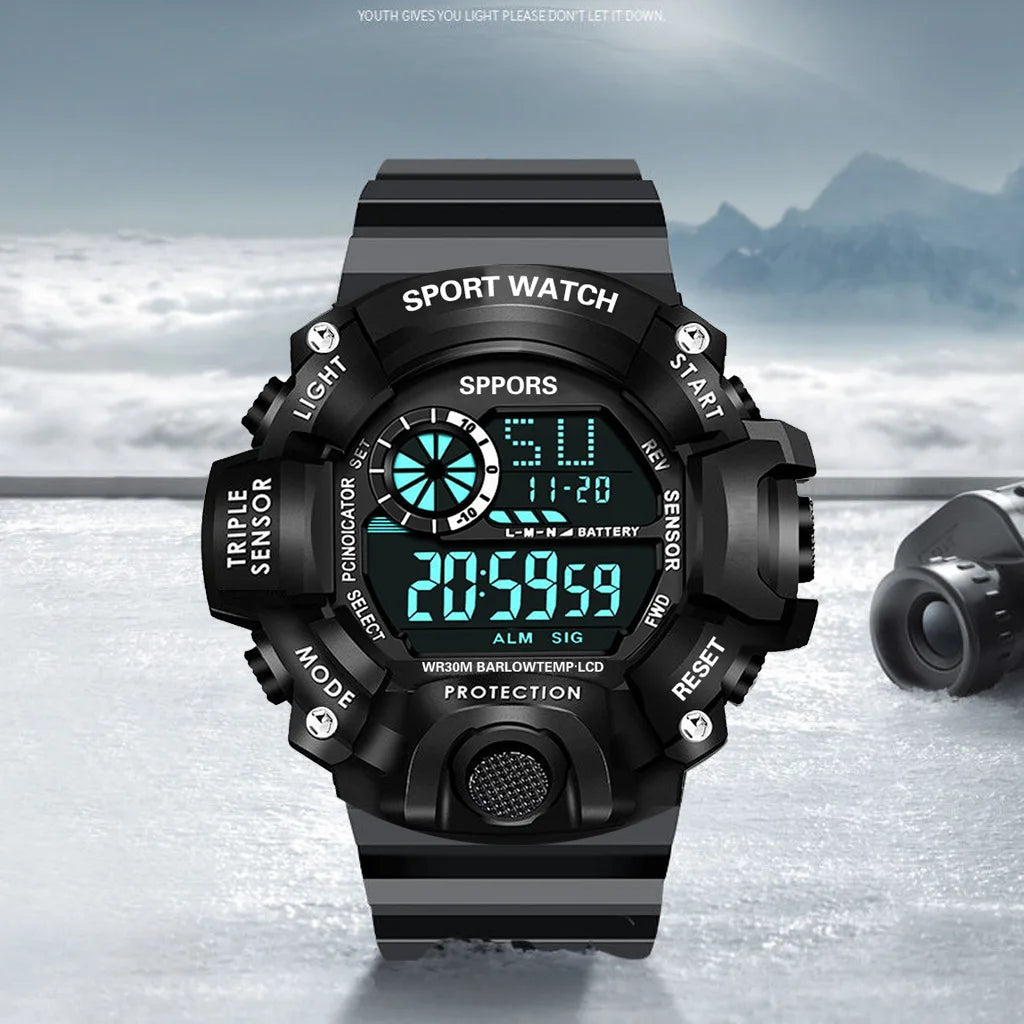 MAYZHISU Men’s Digital Sports Watch | Large Dial | Alarm, Stopwatch & Backlight | 3ATM Water Resistant | Military Style Wristwatch