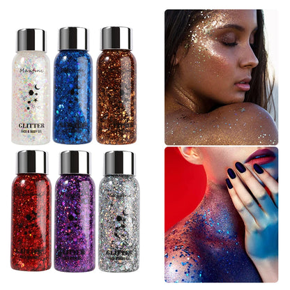 Body Glitter Gel with Sequins – Long-Lasting Face, Eyes & Hair Makeup for Festivals, Parties & Mermaid Looks
