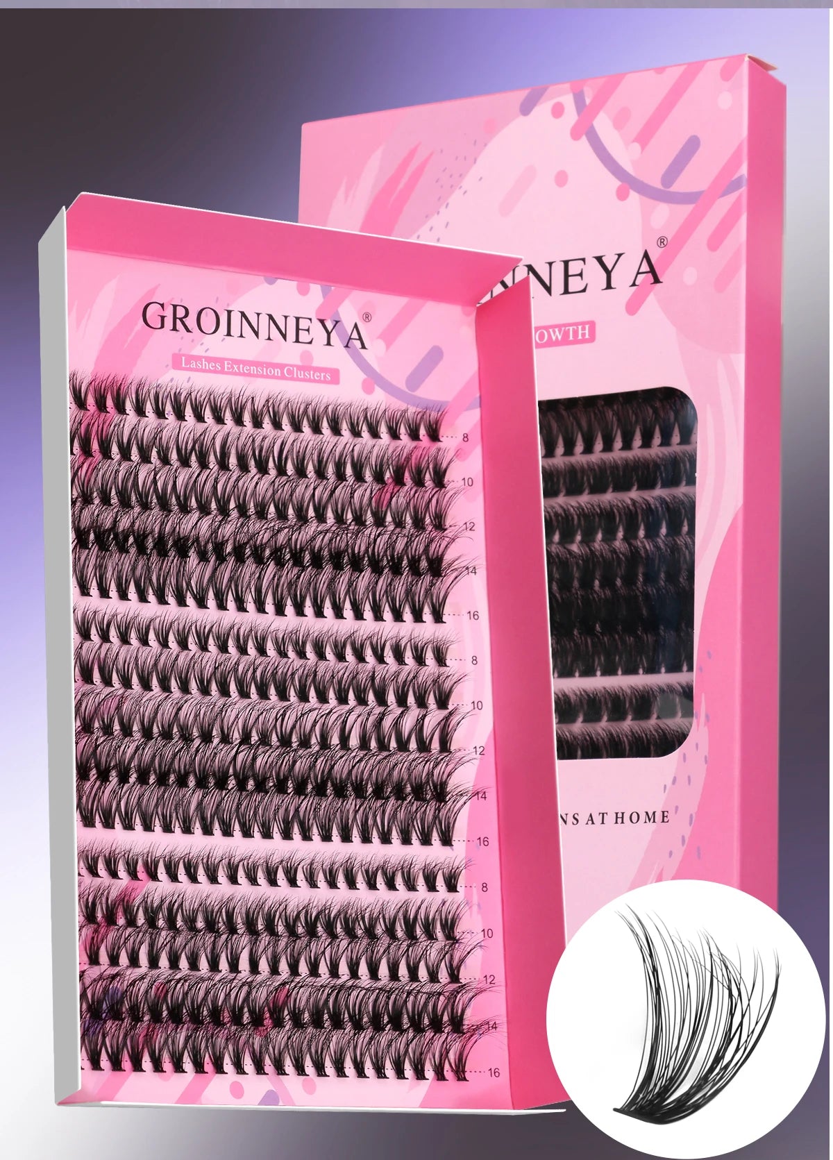 GROINNEYA DIY Lash Extension Kit – Cluster & Individual Lashes with Bond & Seal