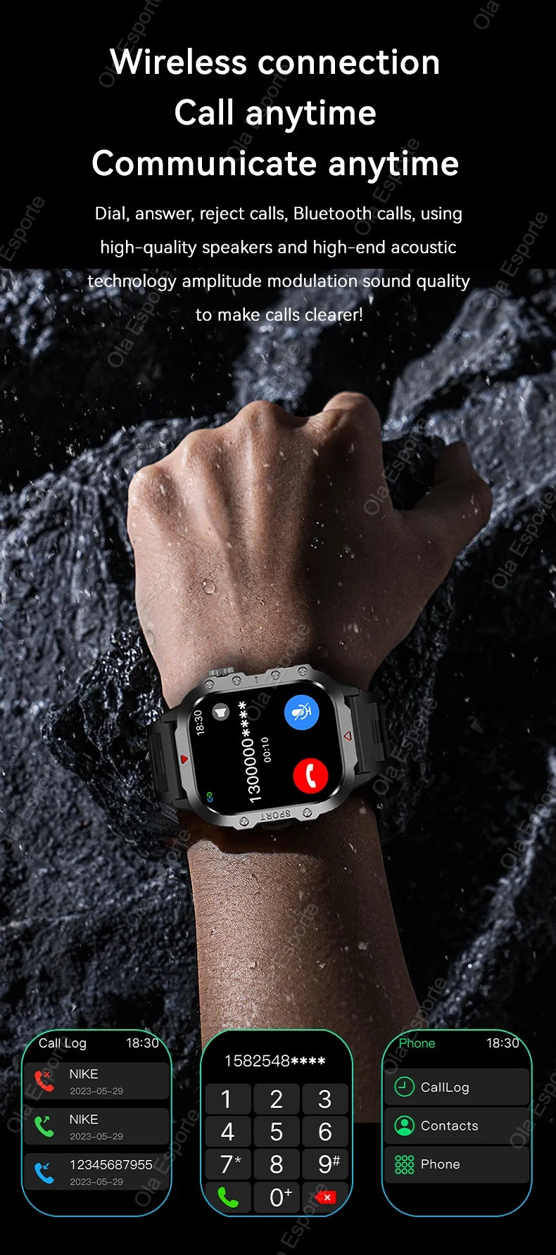 Men’s Smart Watch Bluetooth Call – LED Touch Screen Fitness Tracker with Multi-Sport Modes, Smart Notifications (Android & iOS)