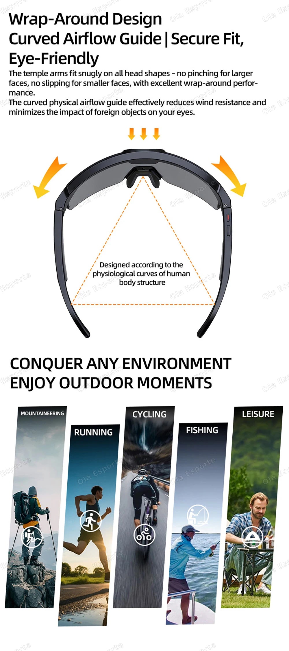 AI Smart Glasses HD Camera Video Recording Bluetooth Calls WiFi Sports Goggles