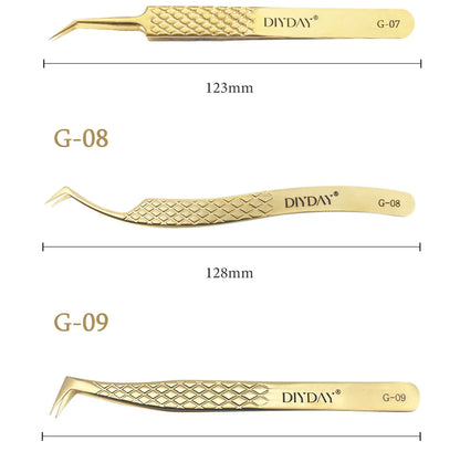 DIYDAY Anti-Slip Eyelash Extension Tweezers – Stainless Steel Fiber Tip Precision Lash Tool