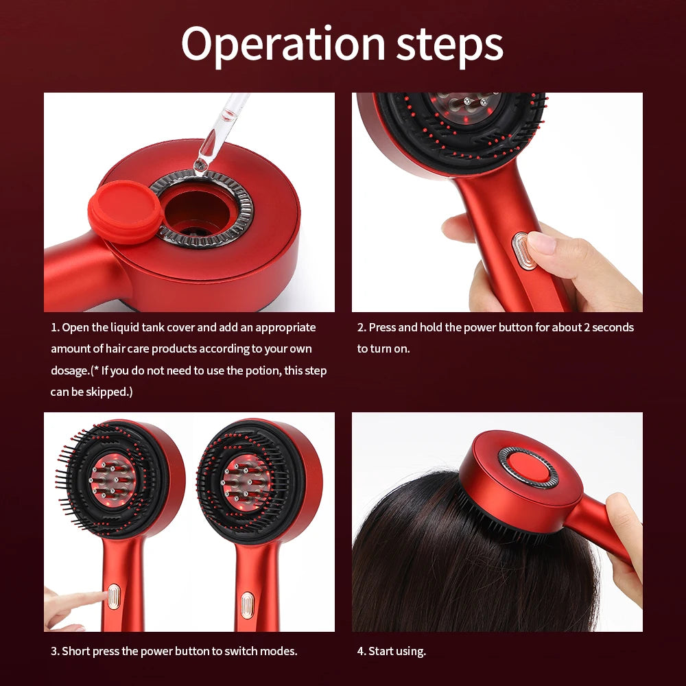 Electric Microcurrent Massage Comb – 660nm Red Light Hair Growth & Scalp Massager for Hair Care, Relaxation & Blood Circulation
