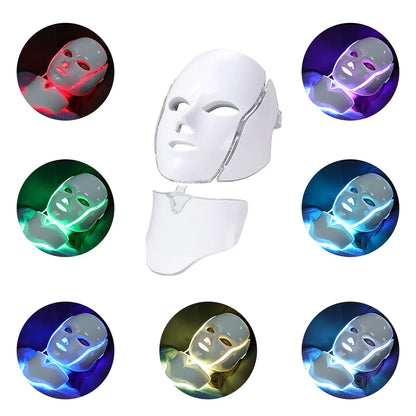 7-Color LED Face & Neck Light Therapy Mask – Electric Facial Skincare Mask with Remote Control
