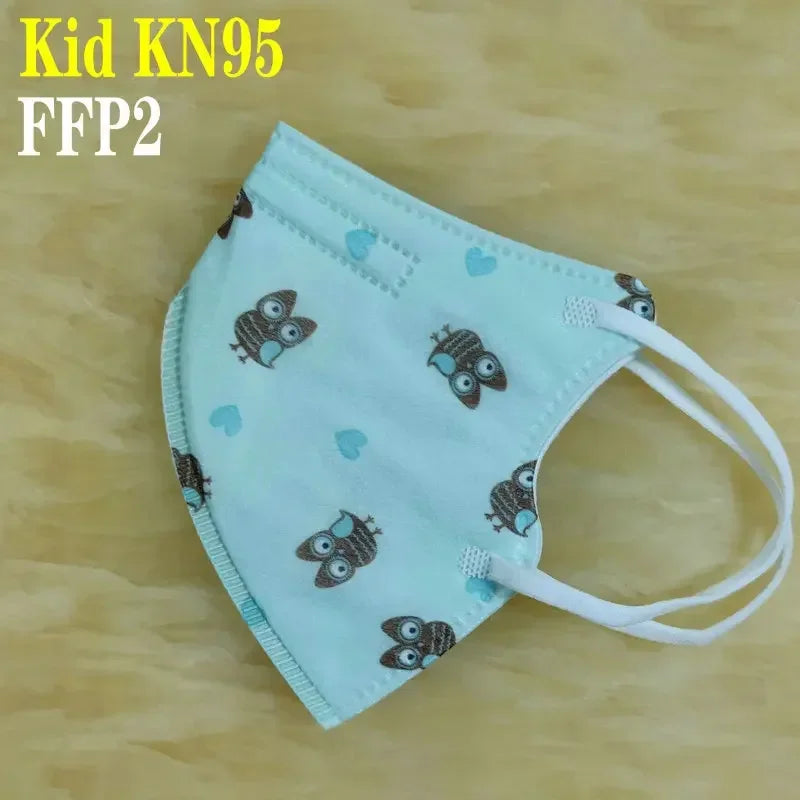 Kids KN95/FFP2 Face Masks – 5-Layer Protective Cartoon Design, Comfortable CE-Certified Disposable Masks for Boys & Girls (Ages 3–15)