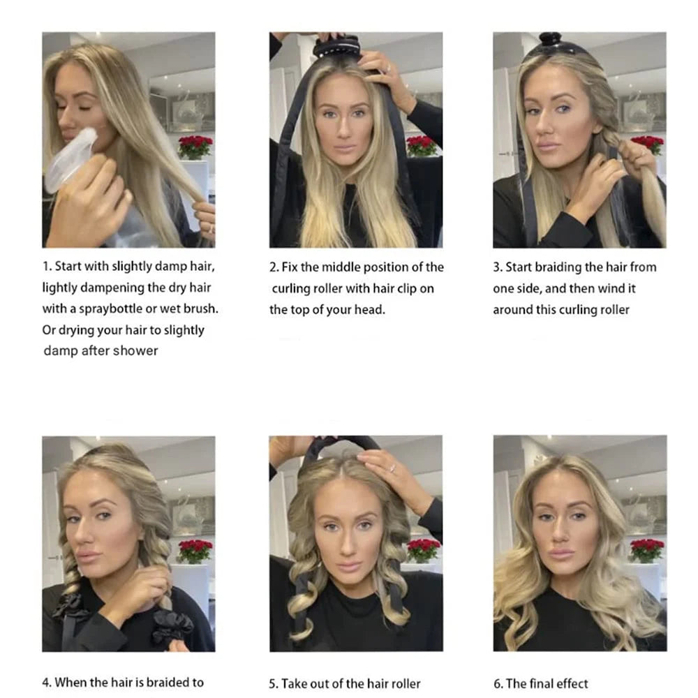 Heatless Curling Rod Headband – Soft Foam Hair Curlers for Sleeping, No-Heat Silk Curl Ribbon for Natural Waves & Curls