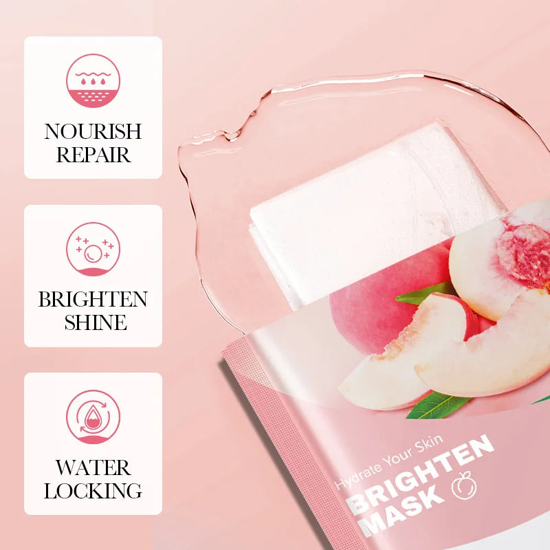 10 Pcs Fruit Facial Masks – Moisturizing, Brightening & Firming Korean Skincare Sheet Masks for Hydrating Face Care