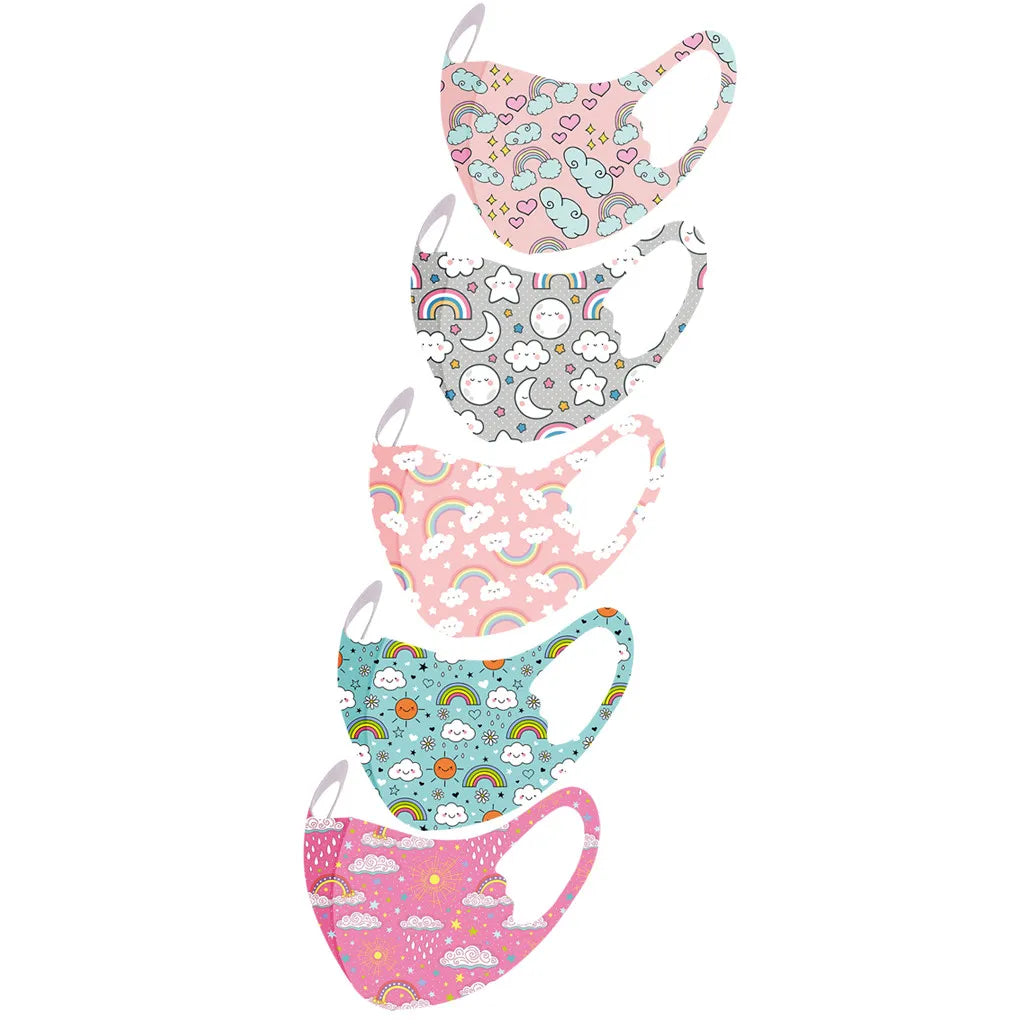 5PCS Washable Kids Face Masks – Reusable Cartoon Mouth Covers for Boys & Girls | Breathable, Comfortable, Dust-Resistant Design