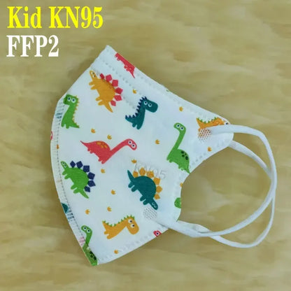 Kids KN95/FFP2 Face Masks – 5-Layer Protective Cartoon Design, Comfortable CE-Certified Disposable Masks for Boys & Girls (Ages 3–15)
