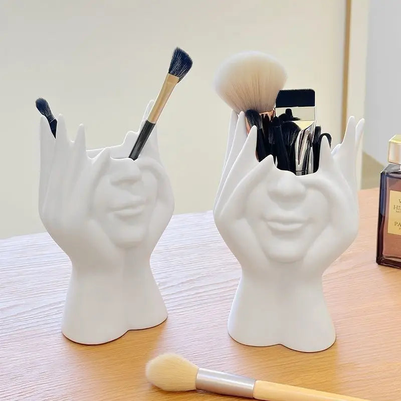 Creative Human Body Pen Holder Makeup Brush Organizer Desktop Storage Stand Decor