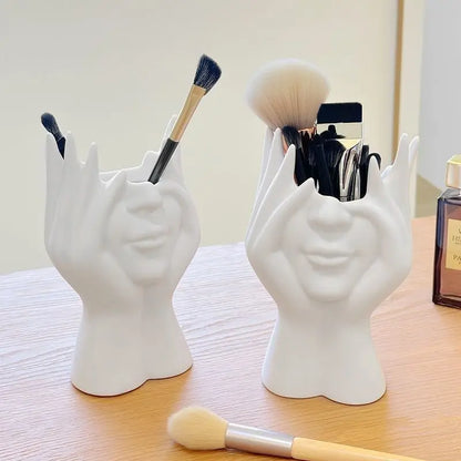 Creative Human Body Pen Holder Makeup Brush Organizer Desktop Storage Stand Decor