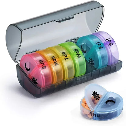 Weekly 7 Day Pill Organizer 14 Compartment Medicine Vitamin Storage Box Travel Case