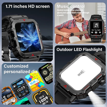 LAXASFIT Men’s Smart Watch with LED Flashlight | Bluetooth Call Sports Watch | Fitness & Activity Tracker