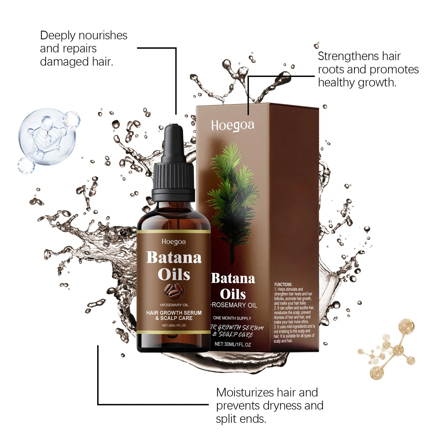 Batana & Rosemary Hair Growth Oil – Nourishing & Moisturizing Treatment to Reduce Hair Loss, Repair Split Ends, and Improve Hair Quality