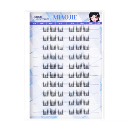 MIAOJIE No-Glue False Eyelashes – Easy 3-Step DIY Natural Look, Lightweight Reusable Lashes for Beginners, Sunflower Design
