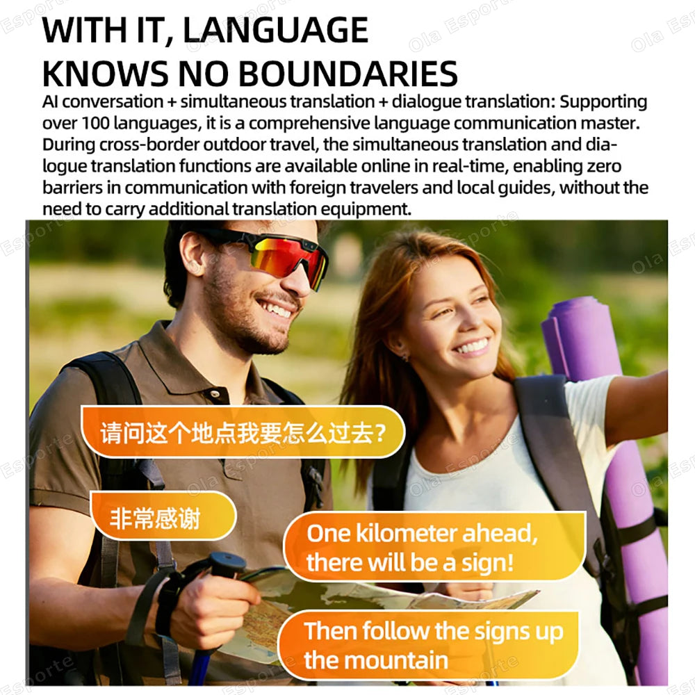 AI Smart Glasses HD Camera Video Recording Bluetooth Calls WiFi Sports Goggles