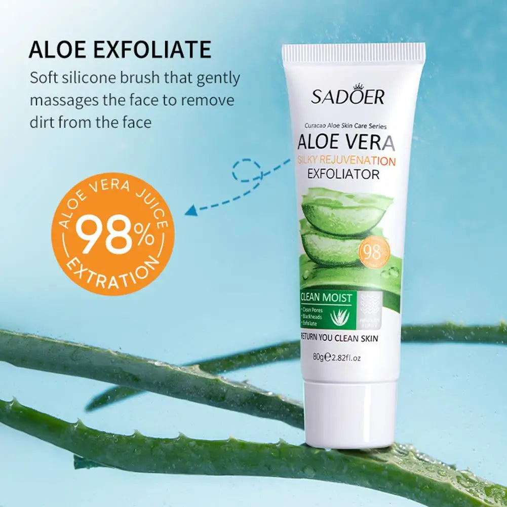 Aloe Vera Face Exfoliating Gel Scrub – Gentle Facial Cleanser, Removes Impurities, Moisturizes & Helps Reduce Pores – 30g / 100g
