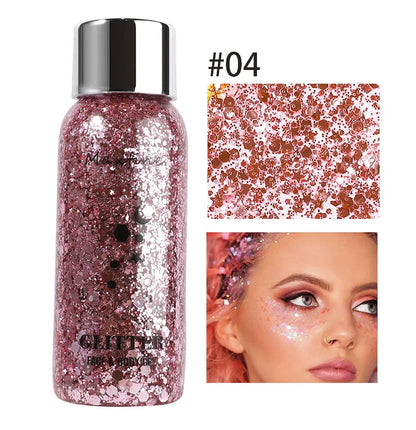 Body Glitter Gel with Sequins – Long-Lasting Face, Eyes & Hair Makeup for Festivals, Parties & Mermaid Looks