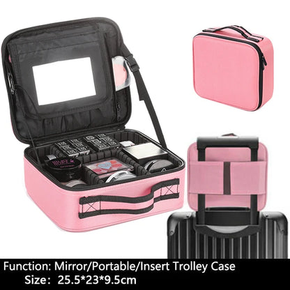 Professional Makeup Case – Women’s Cosmetic Organizer, Brush & Nail Tool Storage Box, Beauty Travel Suitcase