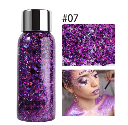 Body Glitter Gel with Sequins – Long-Lasting Face, Eyes & Hair Makeup for Festivals, Parties & Mermaid Looks