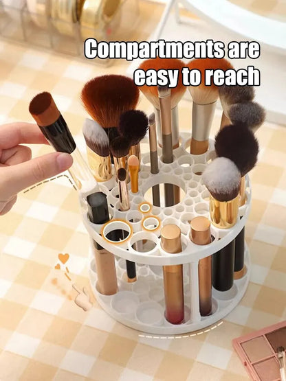 Makeup Brush & Cosmetics Storage Rack – Desktop Organizer for Lipsticks, Brushes, and Vanity Accessories