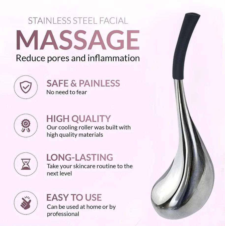 Stainless Steel Ice Globe Facial Massager – Cooling Cryo Stick for Face & Eyes