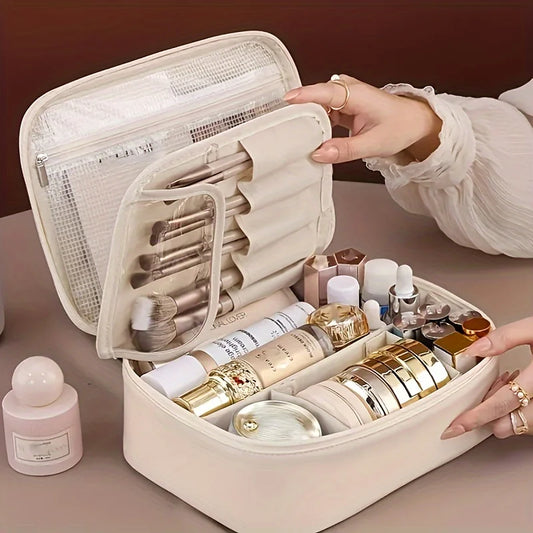 Large Capacity Women's Cosmetic Bag – Detachable Travel Makeup Organizer, Toiletry Storage & Wash Kit Case