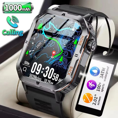 Men’s Bluetooth Smart Watch with LED Flashlight | Call & Message Alerts | Fitness & Activity Tracker | Life Waterproof | Android & iOS