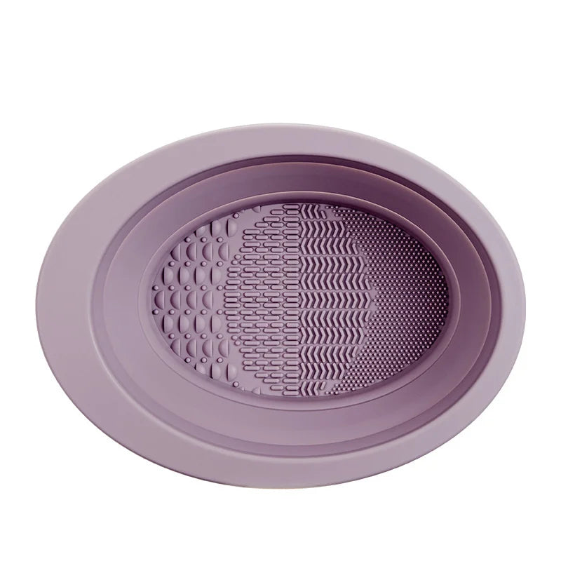 Makeup Brush Cleaner Bowl & Tool Set – Silicone Scrubber Pad, Folding Holder, Wet & Dry Brush Cleaning Kit