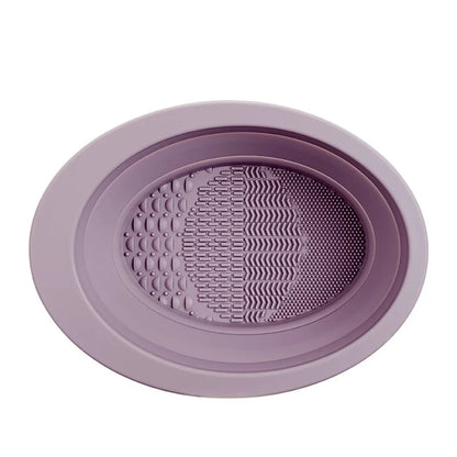 Makeup Brush Cleaner Bowl & Tool Set – Silicone Scrubber Pad, Folding Holder, Wet & Dry Brush Cleaning Kit