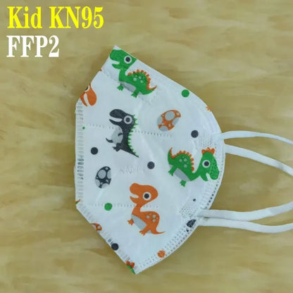 Kids KN95/FFP2 Face Masks – 5-Layer Protective Cartoon Design, Comfortable CE-Certified Disposable Masks for Boys & Girls (Ages 3–15)