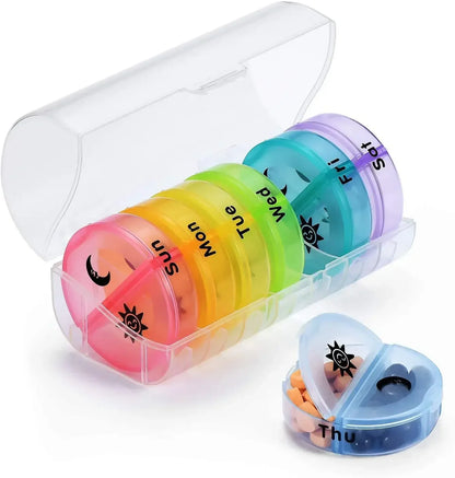 Weekly 7 Day Pill Organizer 14 Compartment Medicine Vitamin Storage Box Travel Case