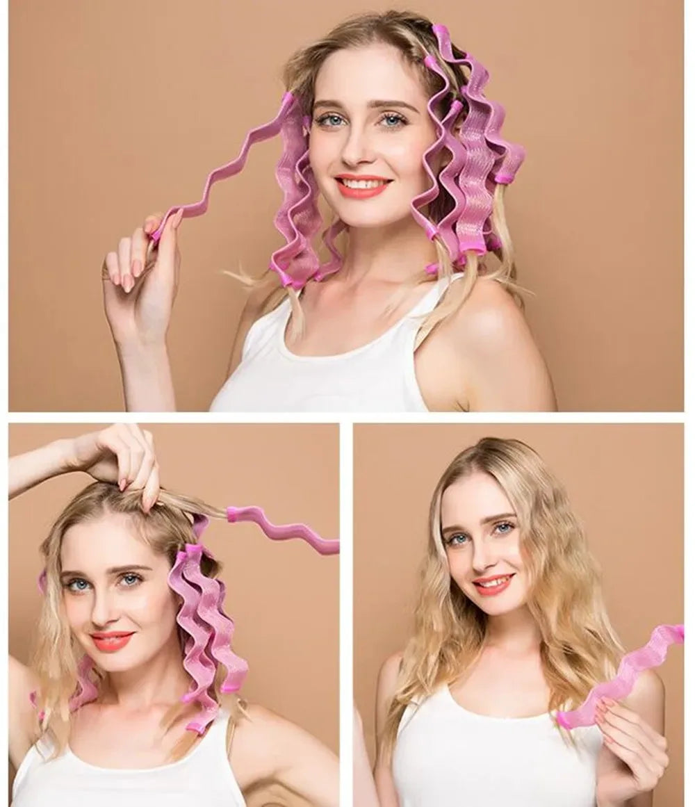 12-Pack Heatless Hair Curlers – Soft Bendy Roller Rods for Waves & Curls, No Heat Styling Tools