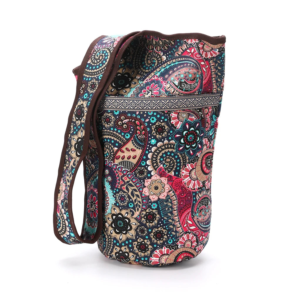 Large Yoga Mat Bag Women Gym Tote – Canvas Fitness Shoulder Bag with Zipper Pockets, Travel Sports Carry Bag (No Mat)