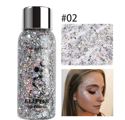 Body Glitter Gel with Sequins – Long-Lasting Face, Eyes & Hair Makeup for Festivals, Parties & Mermaid Looks