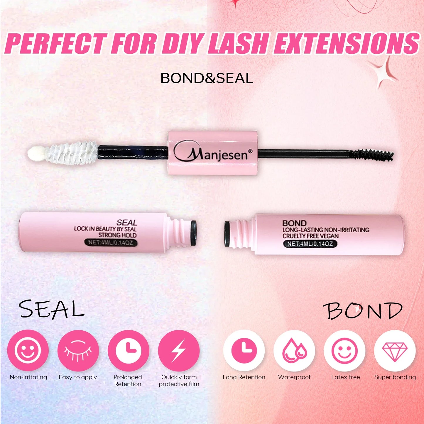 200 PCS Cluster Eyelashes with Lash Bond & Seal – DIY Lash Extension Kit with Glue and Accessories