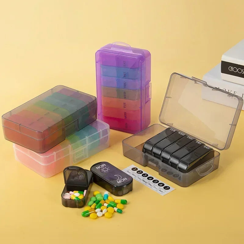 Weekly Pill Organizer 7 Day Pill Box Portable Medicine Tablet Storage Case Travel Container