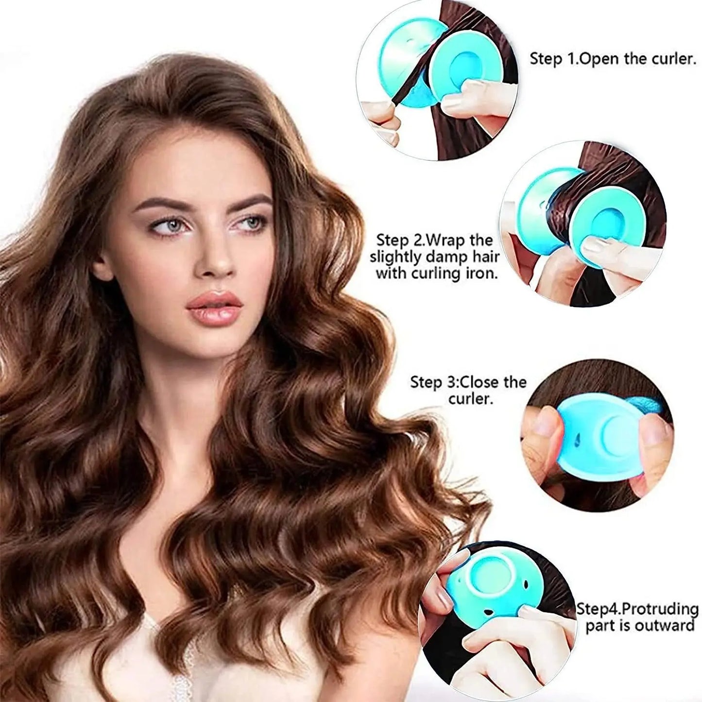 10PCS / 20PCS Silicone Heatless Hair Curlers – Soft Rubber No-Clip Hair Rollers for DIY Waves & Curls