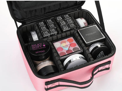 Professional Makeup Case – Women’s Cosmetic Organizer, Brush & Nail Tool Storage Box, Beauty Travel Suitcase