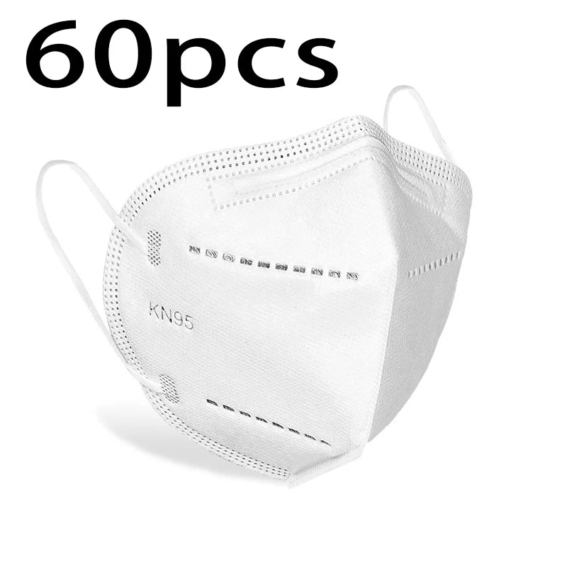 20/40/60 Pcs 5-Layer KN95 Face Masks – Black & White, Breathable Dustproof Protective Masks**
