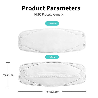 10-100 PCS FFP2 Face Masks – CE Approved, Disposable KN95/KF94 Black Fish-Style Masks