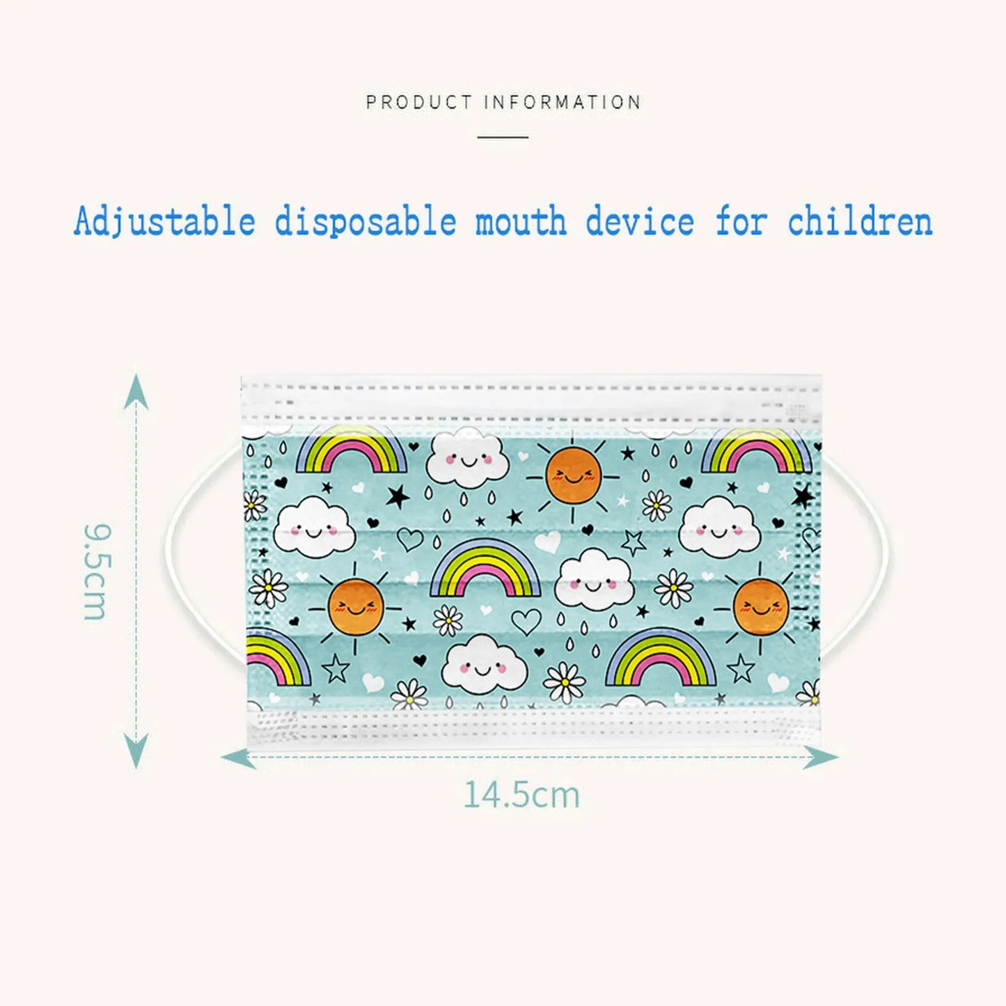 50PCS Kids Disposable Face Masks – 3-Ply Breathable Protective Masks with Soft Ear Loops | Comfortable & Safe for Sensitive Skin