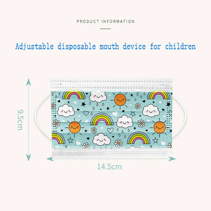 50PCS Kids Disposable Face Masks – 3-Ply Breathable Protective Masks with Soft Ear Loops | Comfortable & Safe for Sensitive Skin